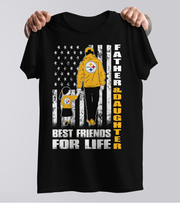Father And Daughter Best Friends For Life Steelers Fan Flag T-Shirt