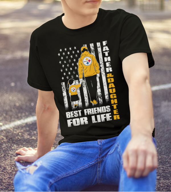 Father And Daughter Best Friends For Life Steelers Fan Flag T-Shirt