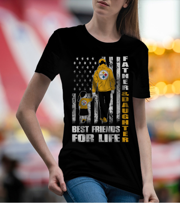 Father And Daughter Best Friends For Life Steelers Fan Flag T-Shirt