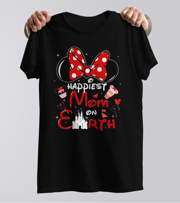 Happiest Mom On Earth Minnie Ears Castle Balloons T-Shirt