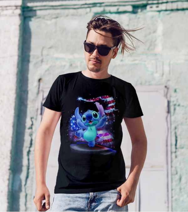Stitch 4th Of July American Flag T-Shirt