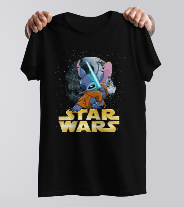 Stitch Star Wars Crossover Jedi Lightsaber Death Star T-Shirt