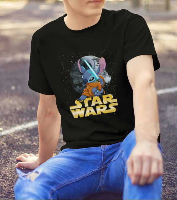 Stitch Star Wars Crossover Jedi Lightsaber Death Star T-Shirt