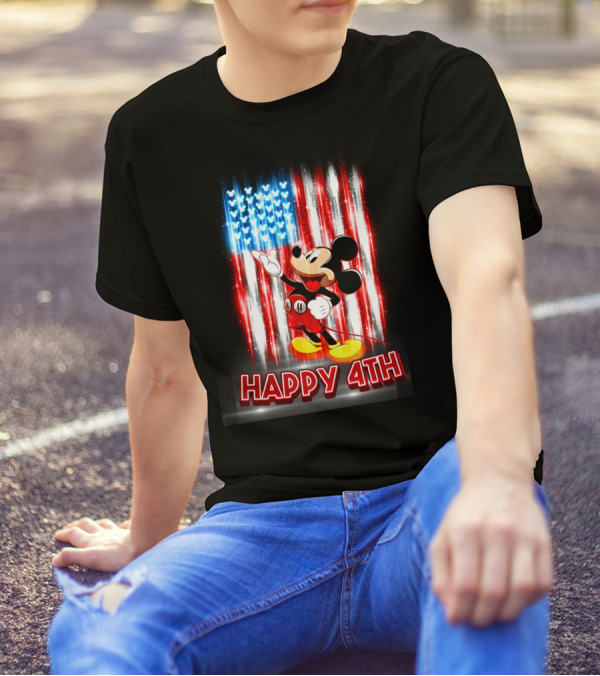 Mickey Mouse Happy 4th USA Flag T-Shirt