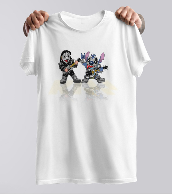 KISS Stitch Playing Guitar Mashup T-Shirt