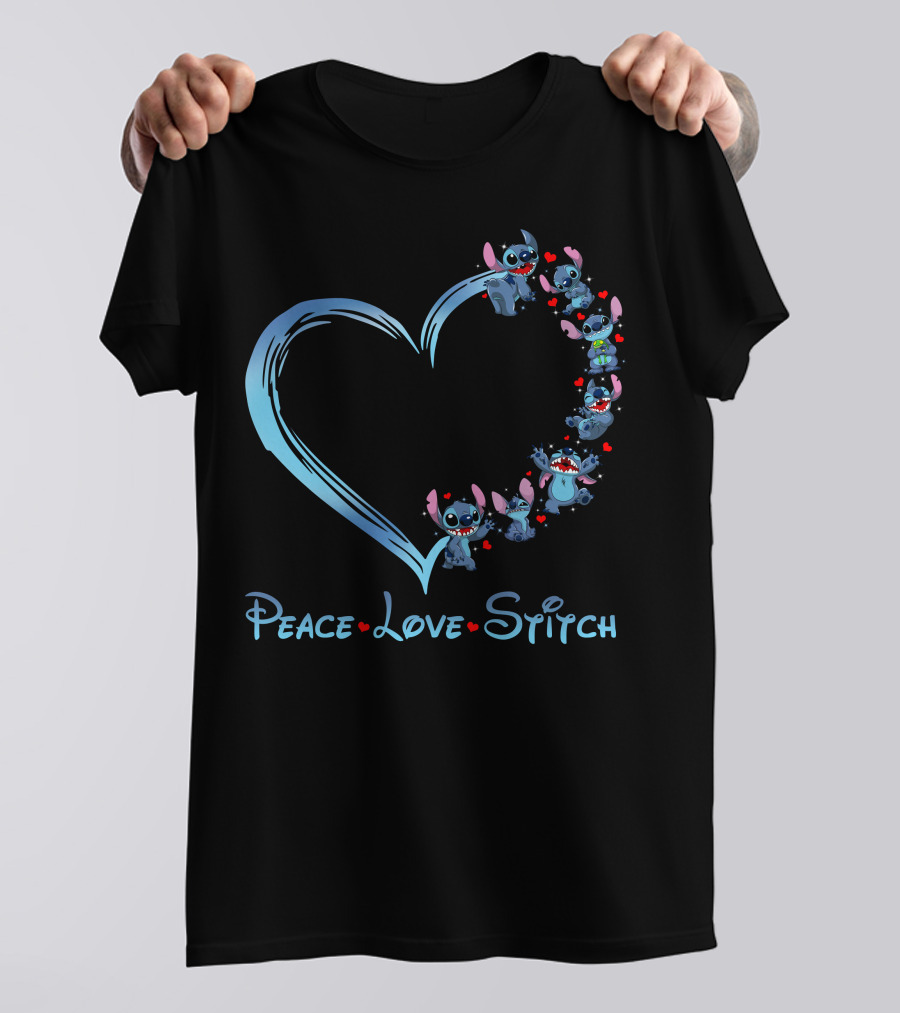 Peace Love Stitch Heart Character Adventures T-Shirt