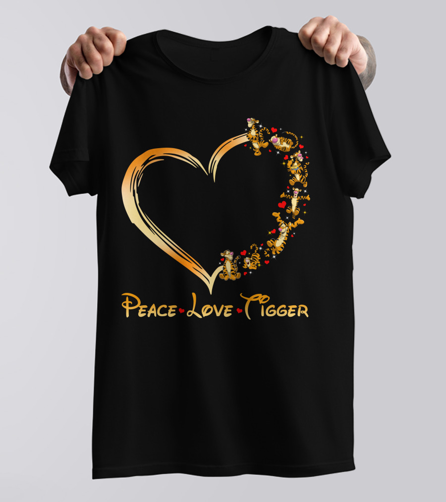 Peace Love Tigger Heart With Tigger And Hearts T-Shirt
