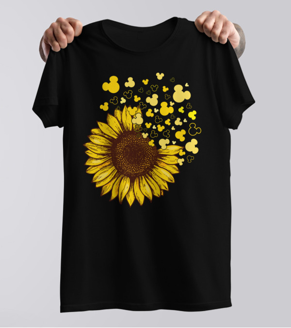 Sunflower With Mickey Mouse Icon Yellow Accents T-Shirt