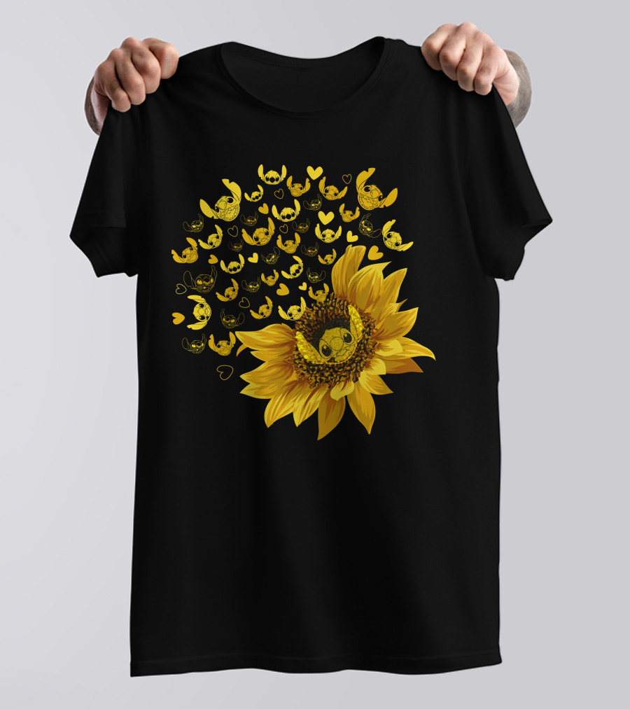 Stitch Sunflower Hearts And Smiles Burst T-Shirt
