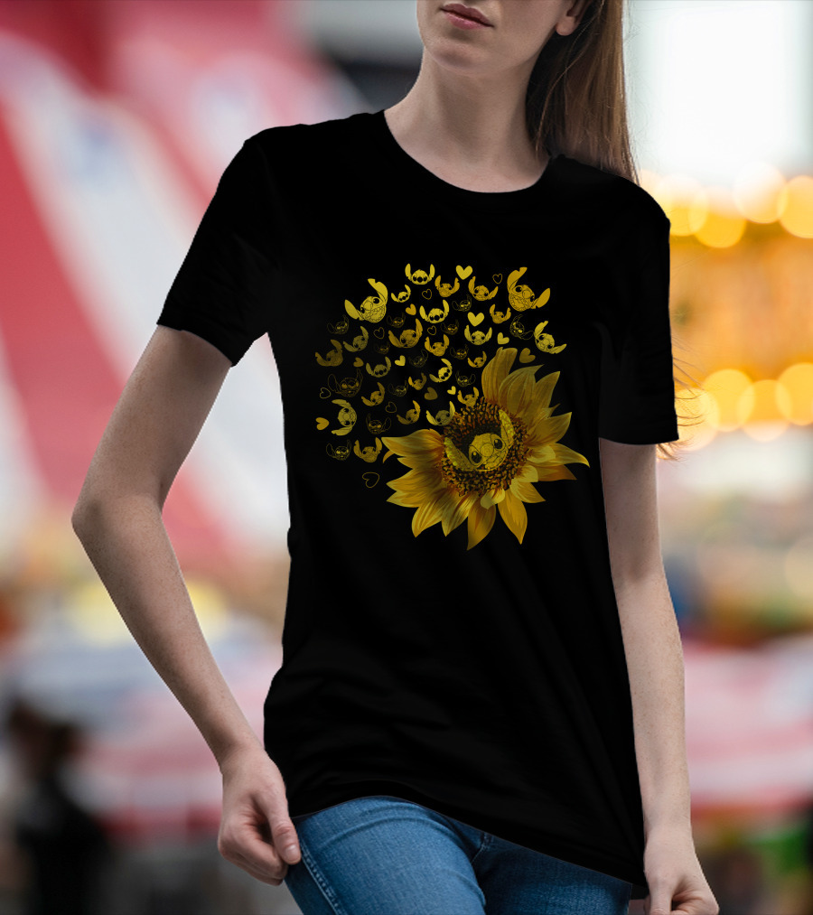 Stitch Sunflower Hearts And Smiles Burst T-Shirt