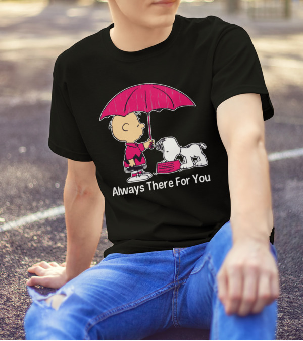 Always There For You Charlie Brown Snoopy Under Umbrella T-Shirt