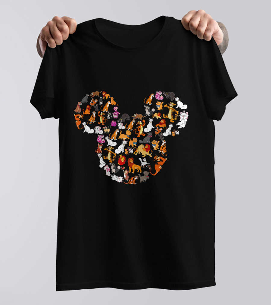 Disney Cats And Lions In Mickey Shape T-Shirt
