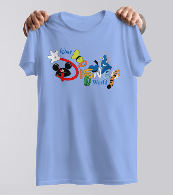 Walt Disney World Mickey Goofy Sorcerer Tigger Stylized Text T-Shirt