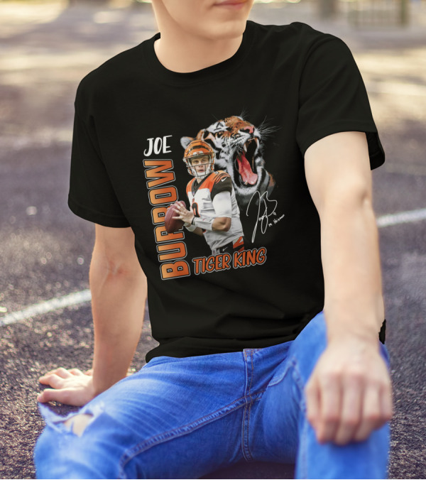 JOE BURROW TIGER KING CINCINNATI BENGALS FOOTBALL T-Shirt