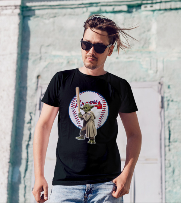 Yoda Braves Baseball Bat Star Wars Crossover Atlanta T-Shirt