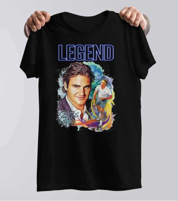 Legend Roger Federer Tennis Icon Signed T-Shirt