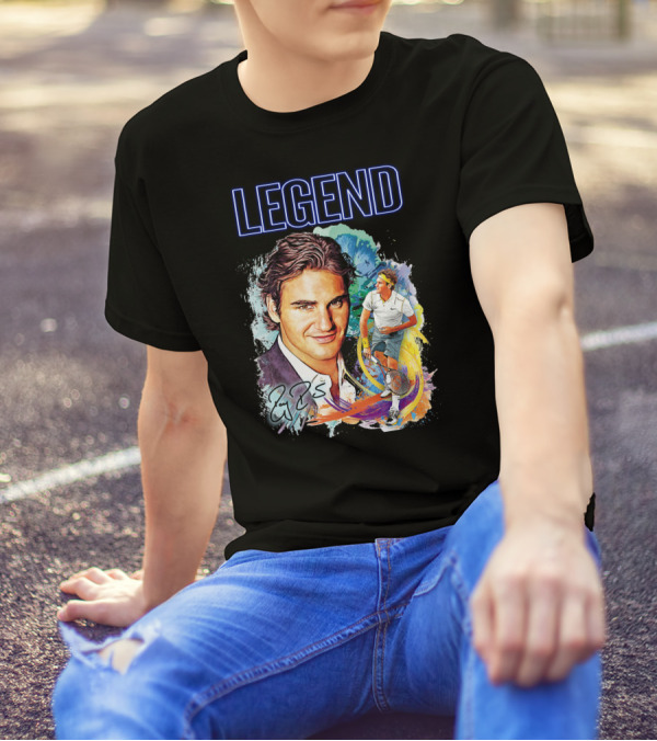 Legend Roger Federer Tennis Icon Signed T-Shirt