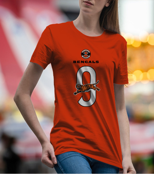 Joe Burrow Cincinnati Bengals Tiger Number 9 T-Shirt