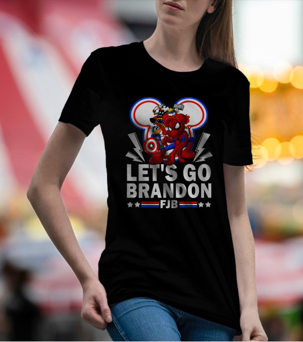 Let's Go Brandon FJB Disney Marvel Spiderman Thor Captain America Mickey Donald T-Shirt