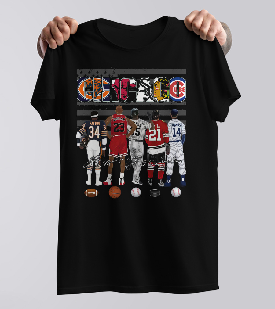 Chicago Icons Payton Jordan Thomas Mikita Banks Jerseys Signatures T-Shirt