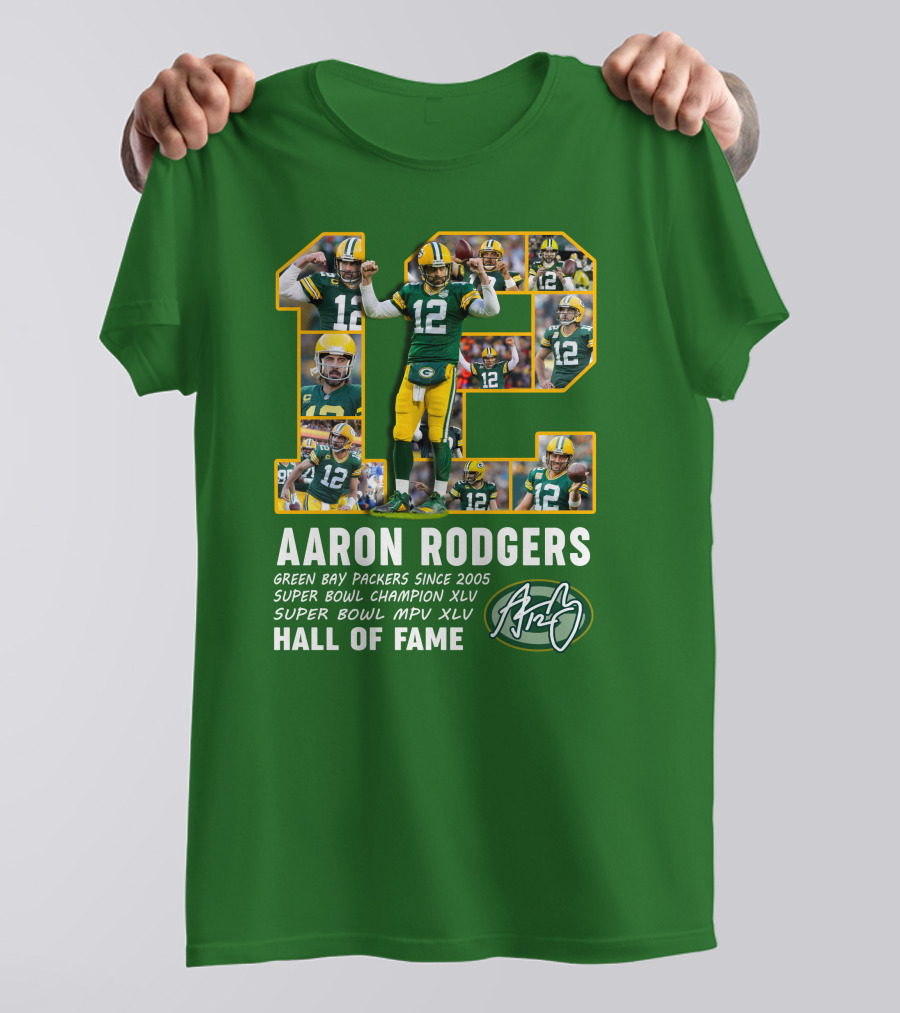 Aaron Rodgers Green Bay Packers Hall Of Fame Super Bowl Champion XLV MVP T-Shirt