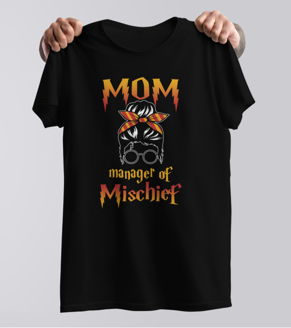 MOM Manager Of Mischief Wizard Glasses And Headband T-Shirt