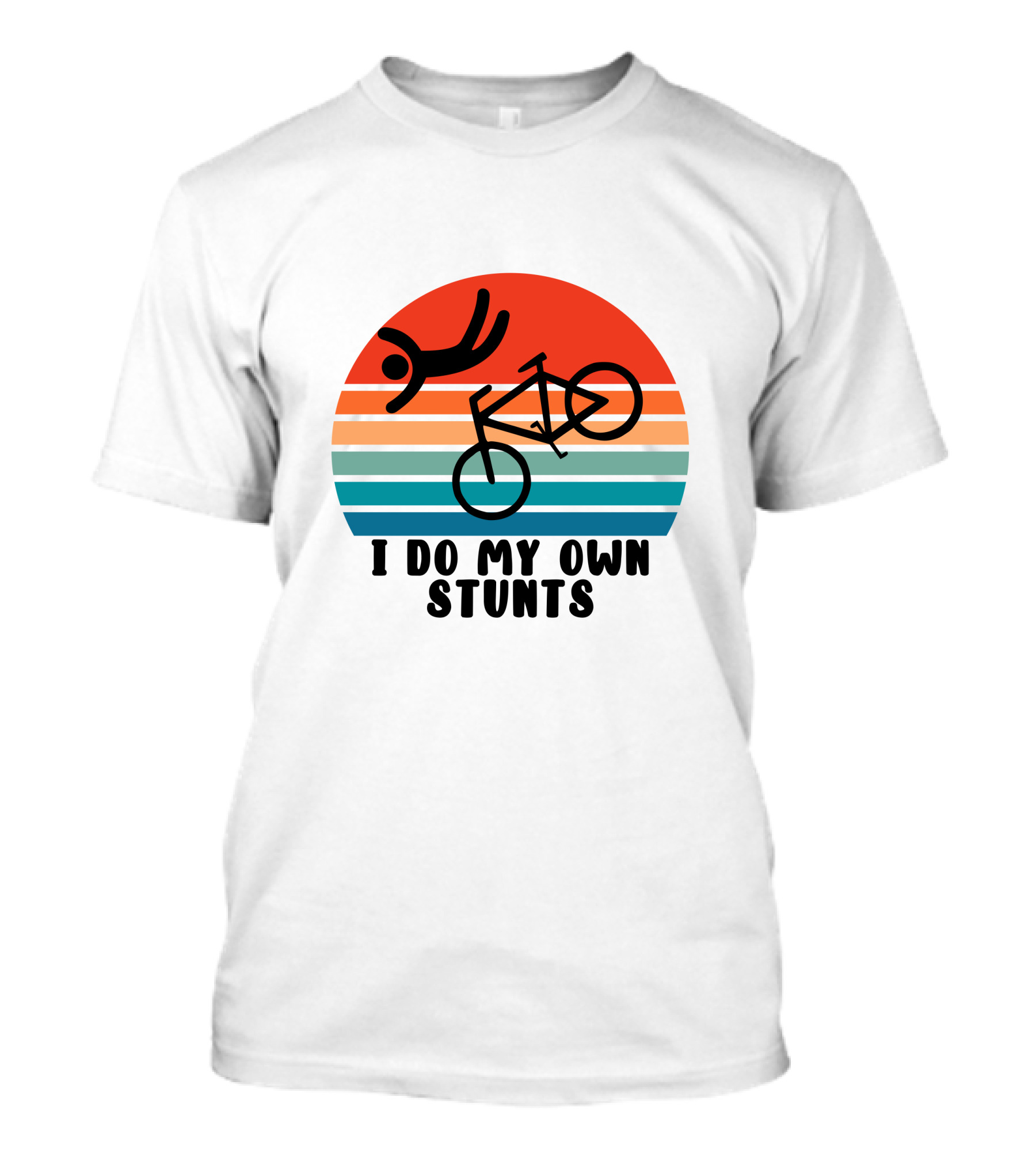 I Do My Own Stunts Funny Cycling Bike Sunset T-Shirt