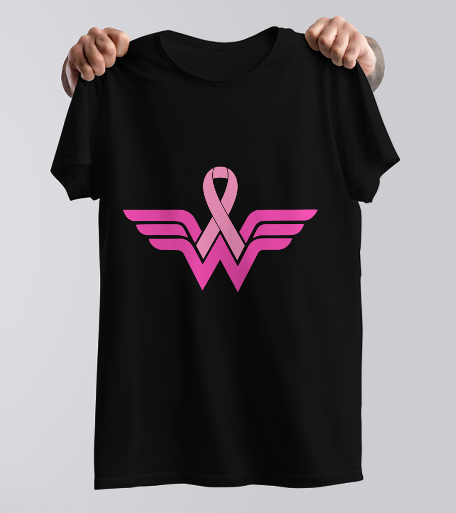 Wonder Woman Breast Cancer Awareness Ribbon T-Shirt