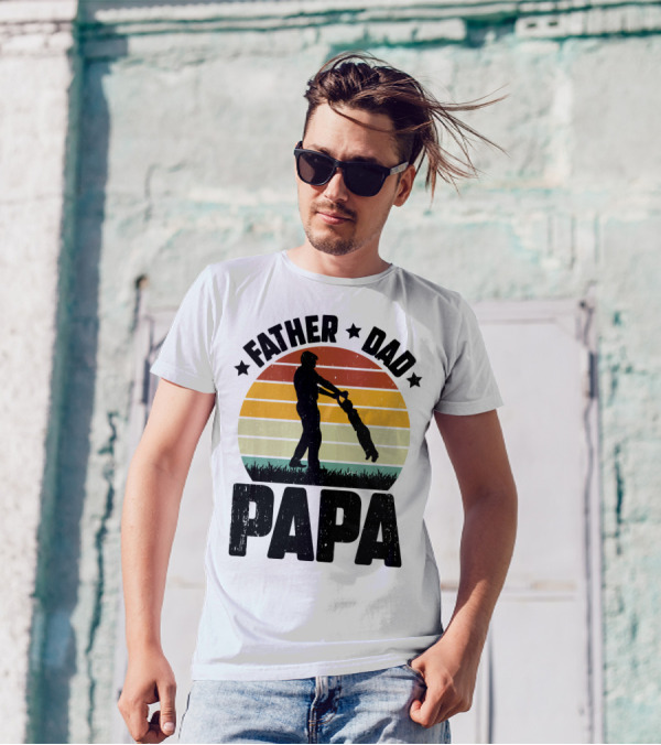 Father Dad Papa Vintage Sunset T-Shirt