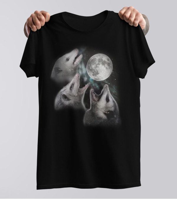 Opossum Howling At Full Moon Night T-Shirt