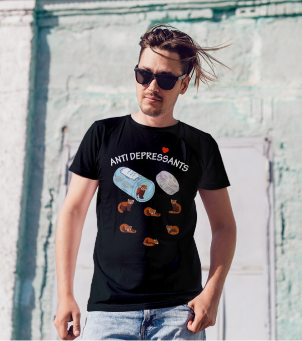 ANTI DEPRESSANTS Red Panda Capsule Therapy T-Shirt