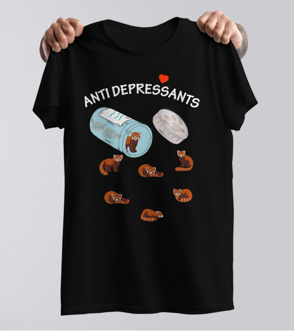 ANTI DEPRESSANTS Red Panda Capsule Therapy T-Shirt