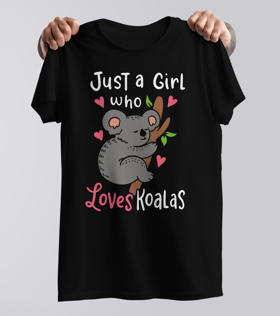 Just A Girl Who Loves Koalas Hearts Cartoon T-Shirt