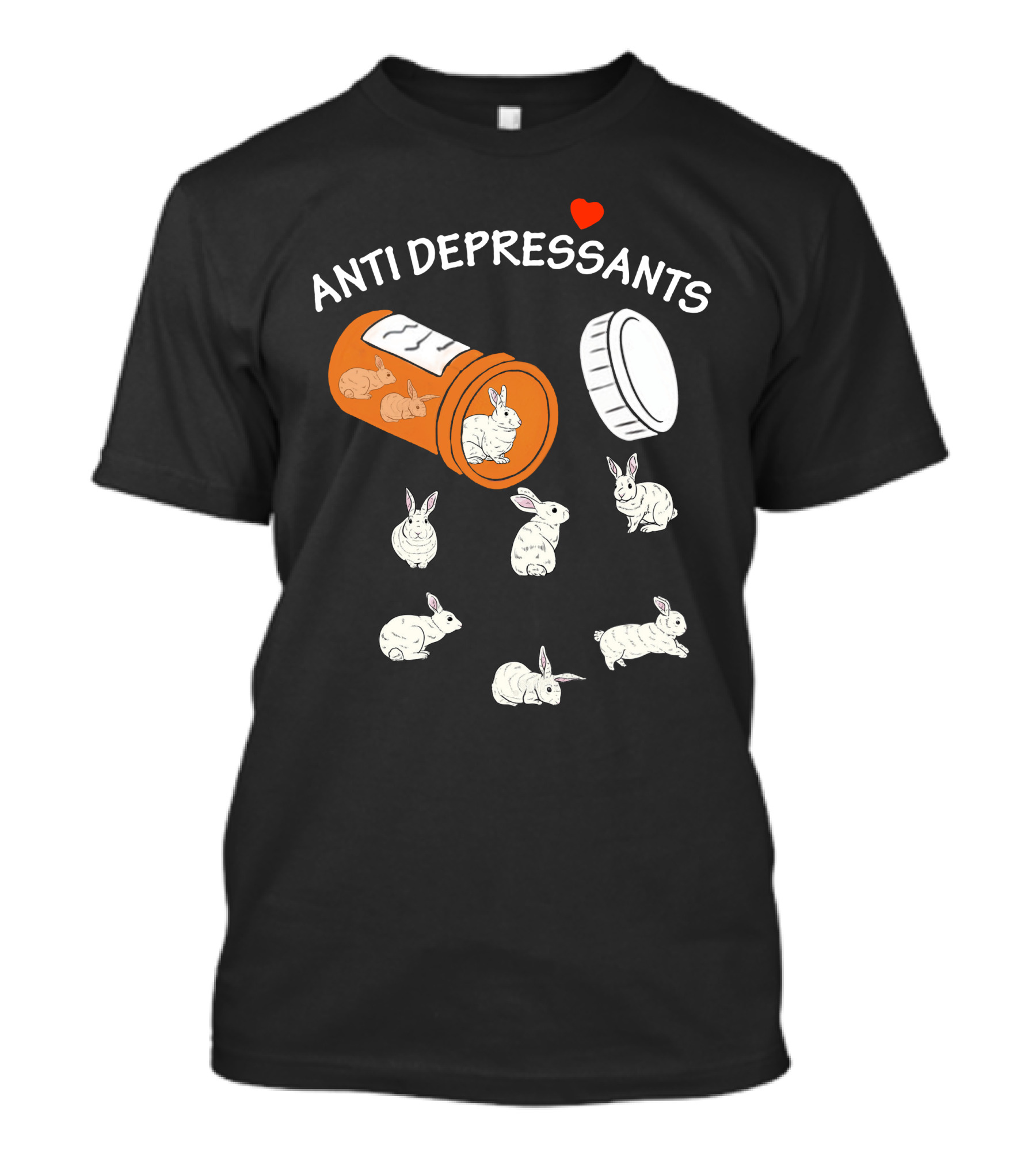 ANTI DEPRESSANTS Cute Rabbit Capsule With Heart T-Shirt