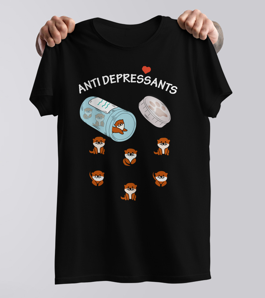 Antidepressants Cute Otter Pill Bottle T-Shirt