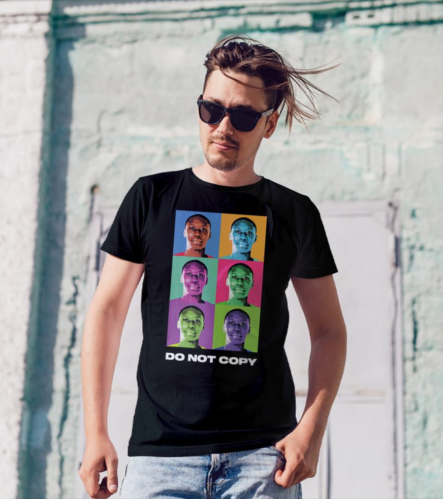Khaby Lame Pop Art Style Do Not Copy Multi-Color Portraits T-Shirt