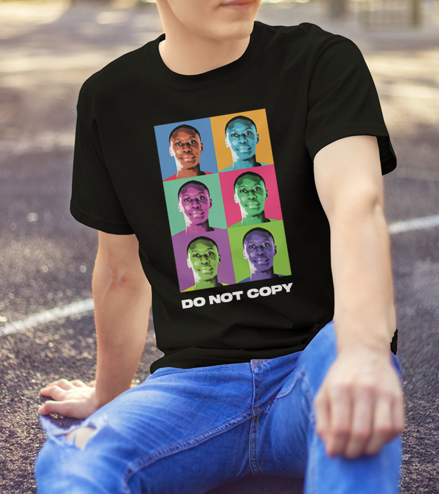 Khaby Lame Pop Art Style Do Not Copy Multi-Color Portraits T-Shirt