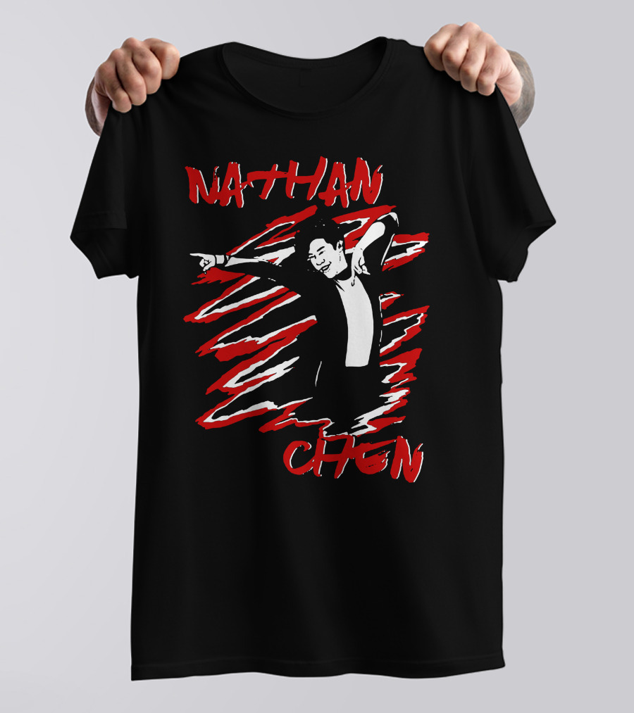 Nathan Chen Dynamic Pose Red And Black T-Shirt