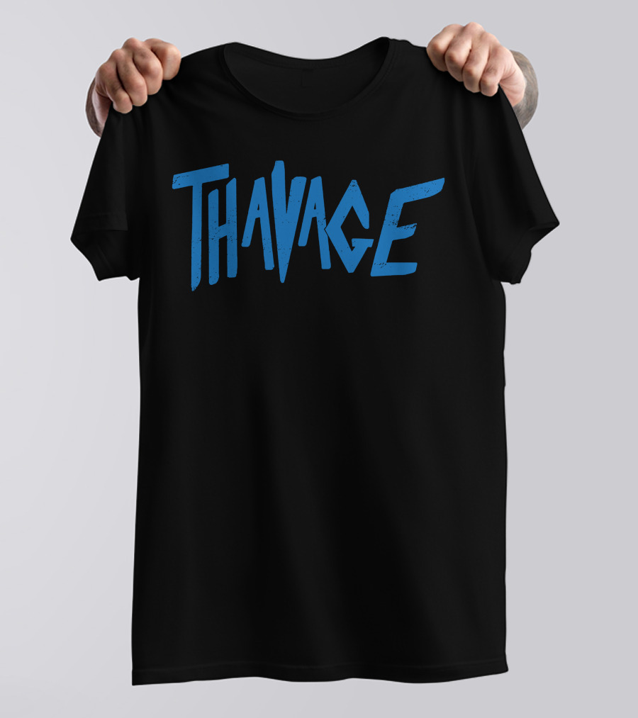 Thavage Blue Retro Typography T-Shirt