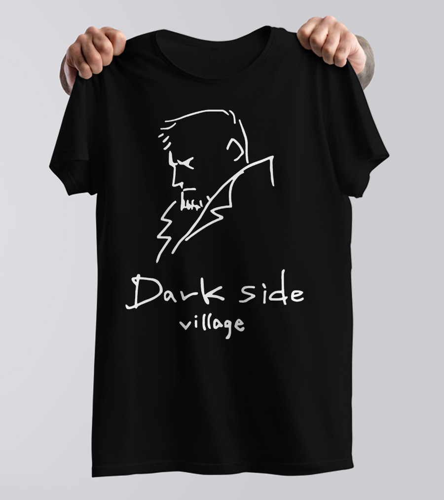 Dark Side Village Mysterious Outline Character Drawing T-Shirt