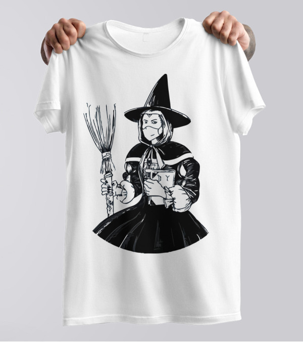 Adam Berry Witch Problems Masked Witch Holding Broom And Book T-Shirt