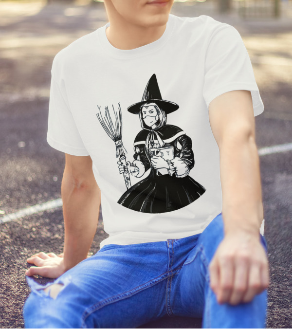 Adam Berry Witch Problems Masked Witch Holding Broom And Book T-Shirt