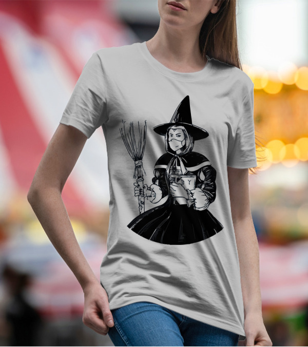 Adam Berry Witch Problems Masked Witch Holding Broom And Book T-Shirt