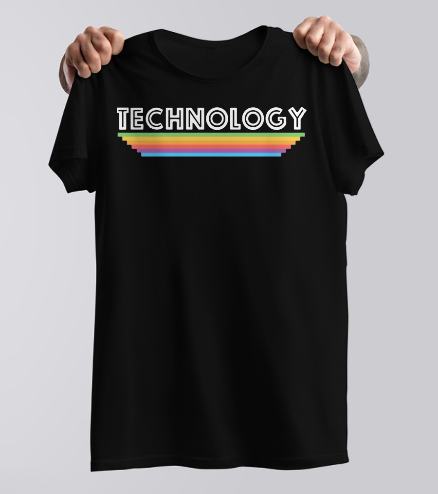 Cotton Bureau Technology Retro Rainbow T-Shirt