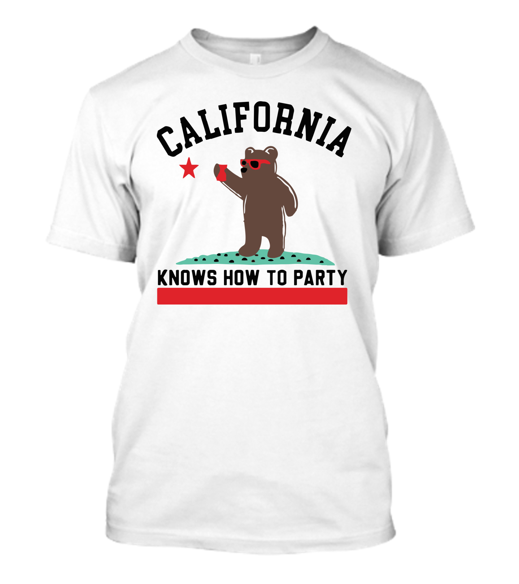 California Bear Knows How To Party With Red Cup And Star T-Shirt