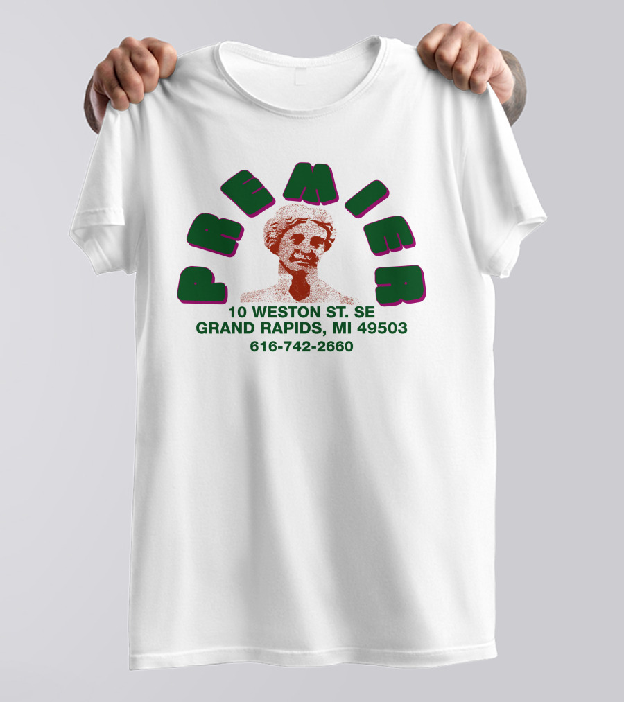 Premier 10 Weston St SE Grand Rapids Statue Graphic 616-742-2660 T-Shirt