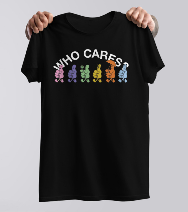 WHO CARES Colorful Cartoon Thumbs Characters T-Shirt