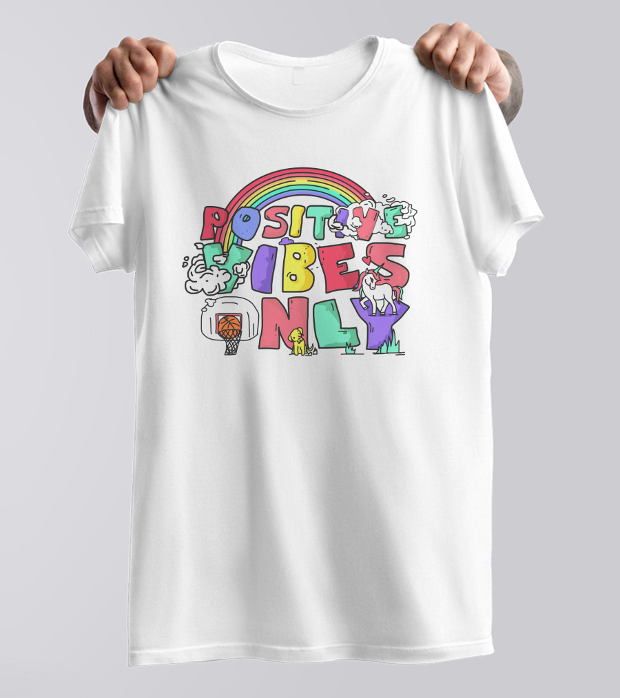 Positive Vibes Only Basketball Unicorn Rainbow Dream T-Shirt
