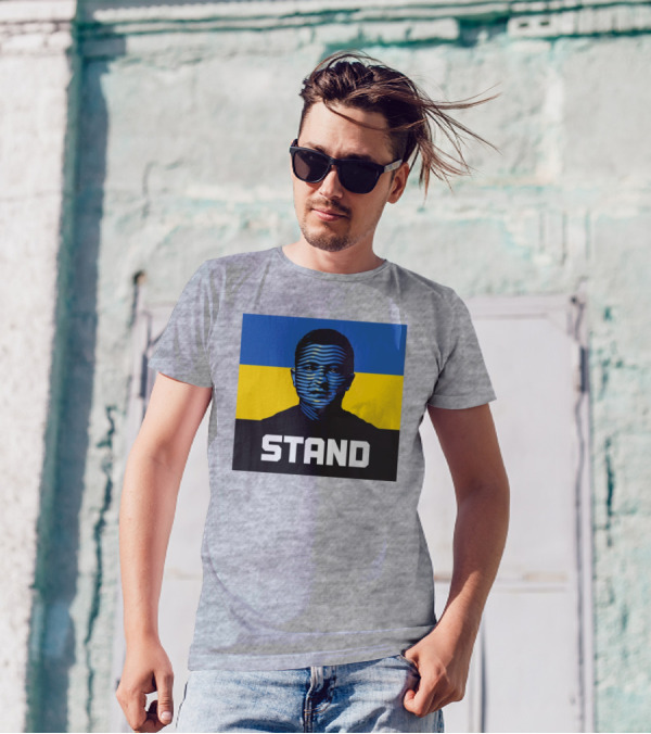 Morneaults Stand Ukraine Flag Face Lines T-Shirt