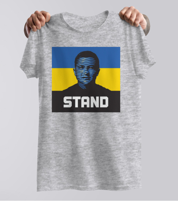 Morneaults Stand Ukraine Flag Face Lines T-Shirt